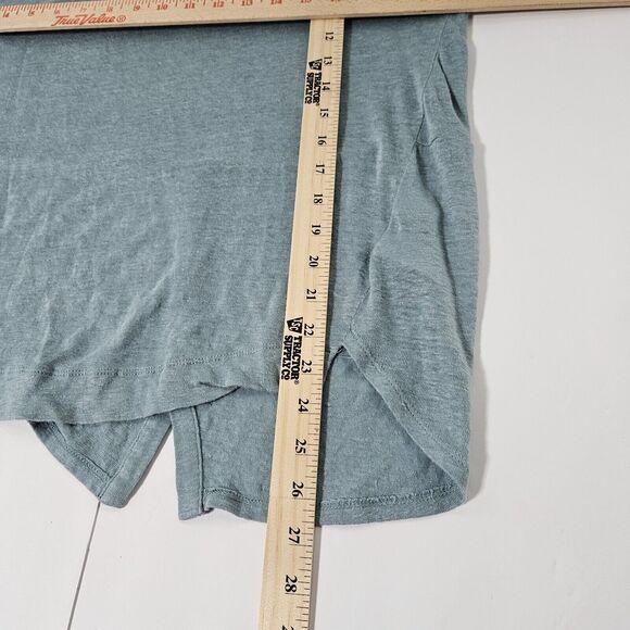 Adrienne Vittadini 100% Linen TEAL BLUE Light weight Tab sleeve top Women's M - Picture 6 of 7